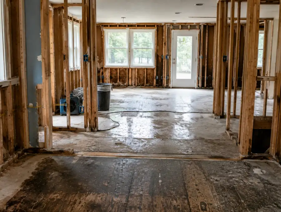 home prepared for reconstruction after water damage cleanup